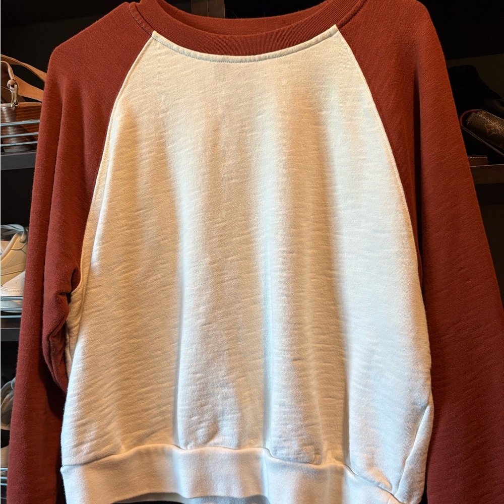 Madewell Rust and Cream Raglan Sweatshirt
